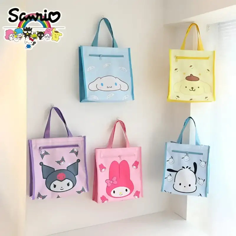 Sanrio character tote bags.