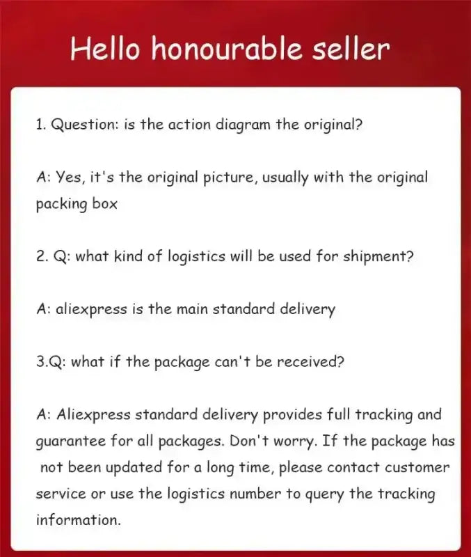 FAQ about product authenticity and shipping.
