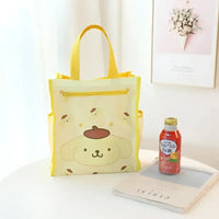 Yellow cartoon character tote bag.