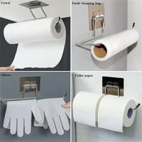 Kitchen paper towel stand glue toilet rack towel hang tissue dispenser roll napkin cabinet storage accessories 2 pieces