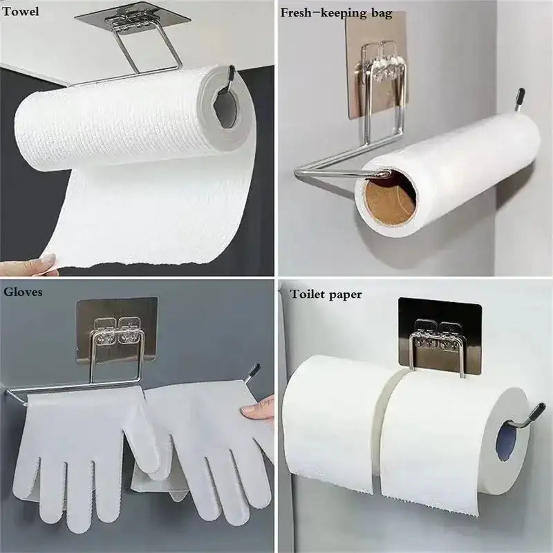 Kitchen paper towel stand glue toilet rack towel hang tissue dispenser roll napkin cabinet storage accessories 2 pieces