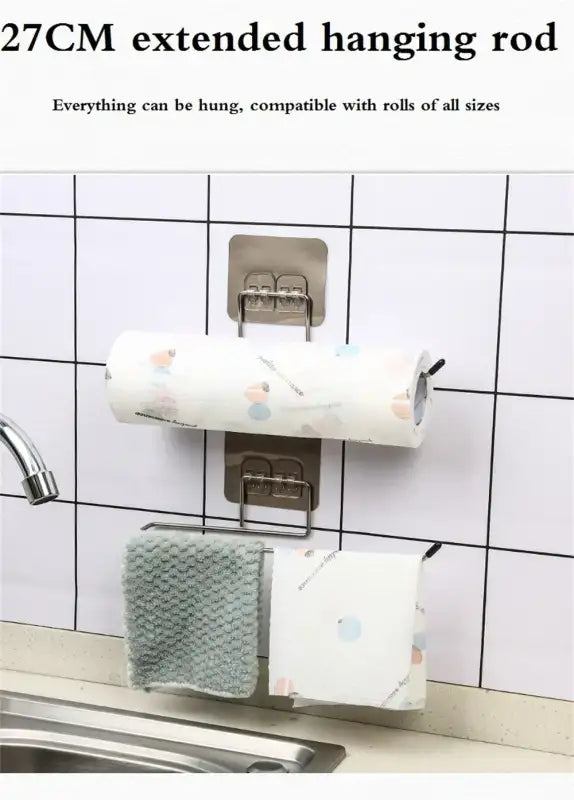 Kitchen paper towel stand glue toilet rack towel hang tissue dispenser roll napkin cabinet storage accessories 2 pieces