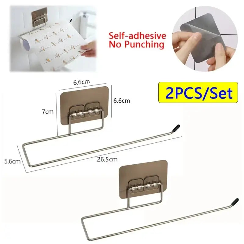 Kitchen paper towel stand glue toilet rack towel hang tissue dispenser roll napkin cabinet storage accessories 2 pieces
