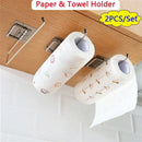 Kitchen paper towel stand glue toilet rack towel hang tissue dispenser roll napkin cabinet storage accessories 2 pieces