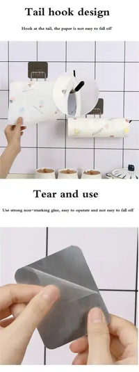 Kitchen paper towel stand glue toilet rack towel hang tissue dispenser roll napkin cabinet storage accessories 2 pieces
