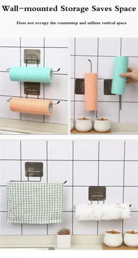 Kitchen paper towel stand glue toilet rack towel hang tissue dispenser roll napkin cabinet storage accessories 2 pieces