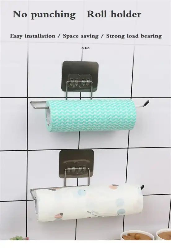 Kitchen paper towel stand glue toilet rack towel hang tissue dispenser roll napkin cabinet storage accessories 2 pieces