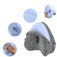 Gray and blue ergoleg relief pillow for leg support and sciatic pain relief