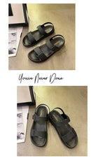 2025 Summer New Women’s Sandals Flat Bottom Korean Edition Fashion Outerwear Casual Beach Strap Velcro Sandals Women’s