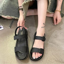 2025 Summer New Women’s Sandals Flat Bottom Korean Edition Fashion Outerwear Casual Beach Strap Velcro Sandals Women’s