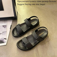 2025 Summer New Women’s Sandals Flat Bottom Korean Edition Fashion Outerwear Casual Beach Strap Velcro Sandals Women’s