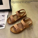 2025 Summer New Women’s Sandals Flat Bottom Korean Edition Fashion Outerwear Casual Beach Strap Velcro Sandals Women’s