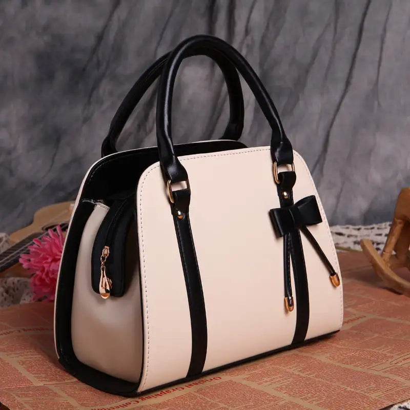 Sweet Cream and Lavender Bow Handbag Cream Black Bow Handbag Darling Korean Shark Bow Handbag Dream Lovely Bow Handbag You Need
