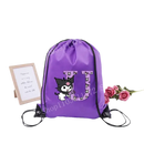 Purple drawstring bag with cartoon character.