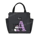 Black lunch bag with Kuromi and letter A.