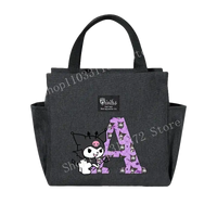 Black lunch bag with Kuromi and letter A.