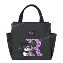 Gray lunch bag with cartoon design.
