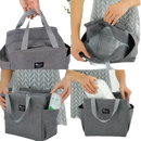 Gray insulated lunch bag.
