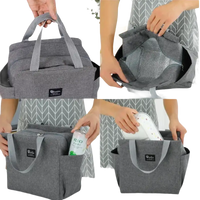 Gray insulated lunch bag.