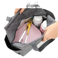 Gray insulated lunch bag.