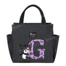 Gray lunch bag with Kuromi design.