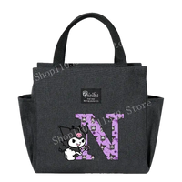 Gray lunch bag with cartoon character.
