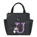 Gray lunch bag with Kuromi design.