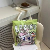 Cartoon-themed green tote bag.