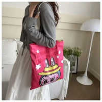 Pink cartoon tote bag.