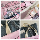 Pink cartoon tote bag.