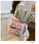 Pink cartoon tote bag.