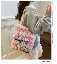 Pink cartoon tote bag.