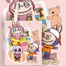 Pink tote bag with cartoon characters.