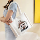 White plush tote bag.