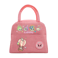 Pink cartoon lunch bag.