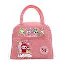 Pink cartoon-themed lunch bag.