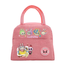 Pink cartoon-themed lunch bag.