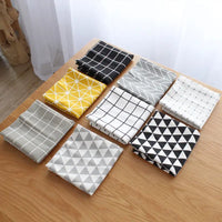 Pastoral Plaid Cotton-Linen Placemat Set - Black triangle / 40x60cm