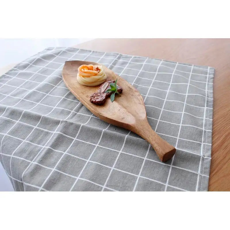Pastoral Plaid Cotton-Linen Placemat Set - Grey / 40x60cm