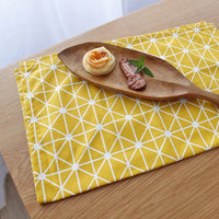 Pastoral Plaid Cotton-Linen Placemat Set - Yellow / 40x60cm