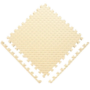 Beige interlocking foam floor tiles.