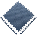 Navy blue interlocking foam floor tiles.