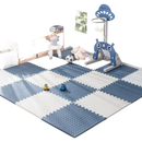 Blue and white foam floor tiles.