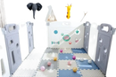 Child’s playpen with colorful balls.
