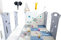 Child’s playpen with colorful balls.