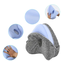 Gray and blue memory foam leg pillow.