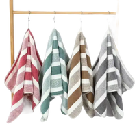 Quickdry striped towel from Lint Busters trendy striped towel set hanging on hooks