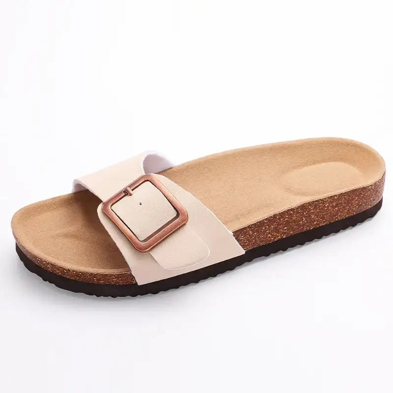 Sweetest Beige and Black Cork Clogs Sandals Litfun Fashion