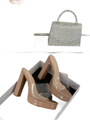 Beige platform heels with clear straps from Liyke Summer Square Toe trendy collection