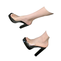 Trendy Liyke Summer Square Toe Heel Platform Sandals with Clear Straps